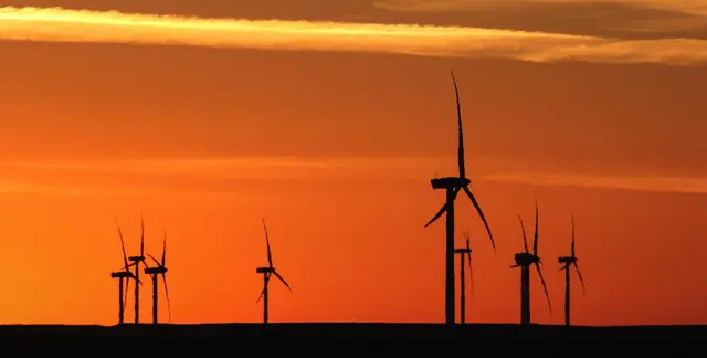 Wind turbines at sunrise